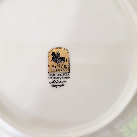 Black Knight Meissen Square Foral Plates Set of Six - Picture 3 of 9